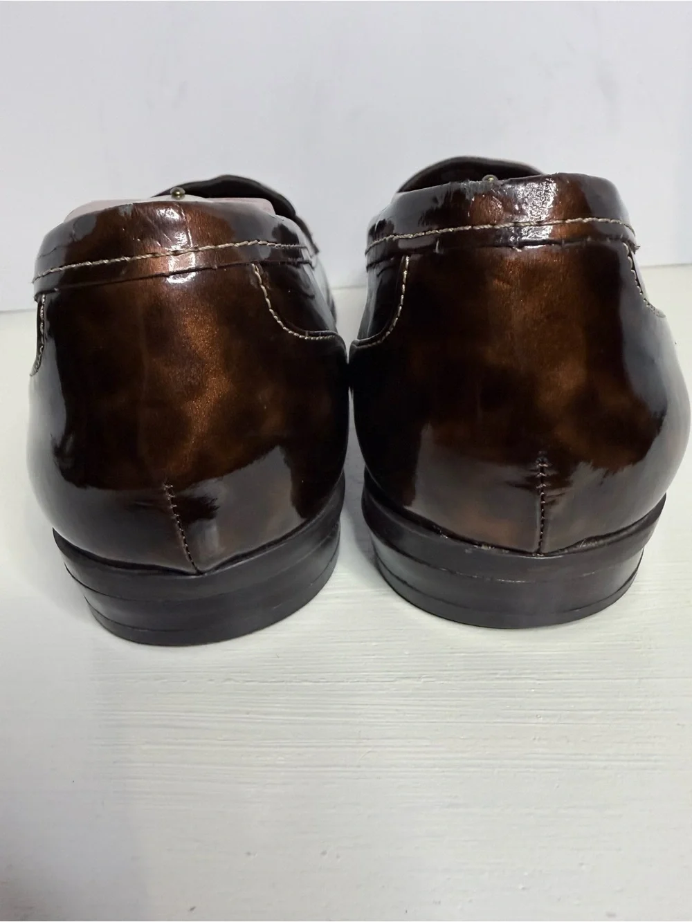 Van Buchman Tortoiseshell Patent Leather Penny Loafers Brown Size 9 M